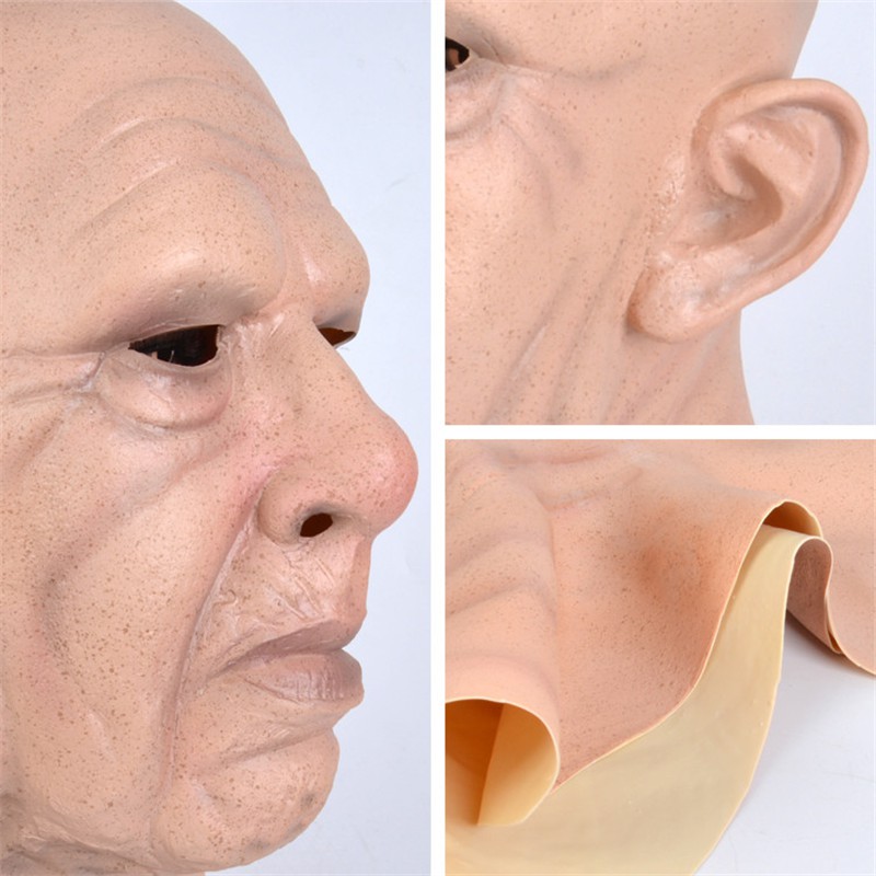 ▣Latex Mask Bald Old Man Woman Full Head Halloween Realistic Funny Scary  Adult Rubber Elder Costume | Shopee Philippines
