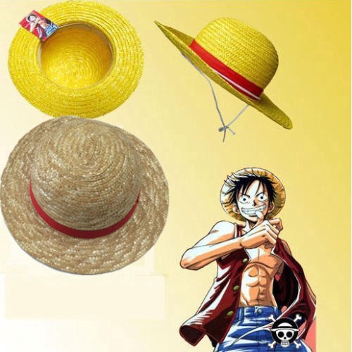 One Piece Luffy Anime Cosplay Straw Boater Beach Hat Cap Handmade Halloween Gift 