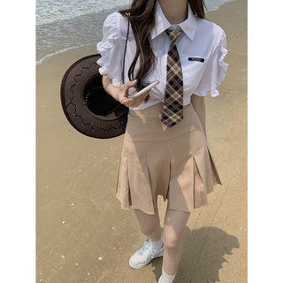 school suplies College Style Khaki Pleated Skirt Sets Japan Korean Students JK Uniform Hot Girl #7