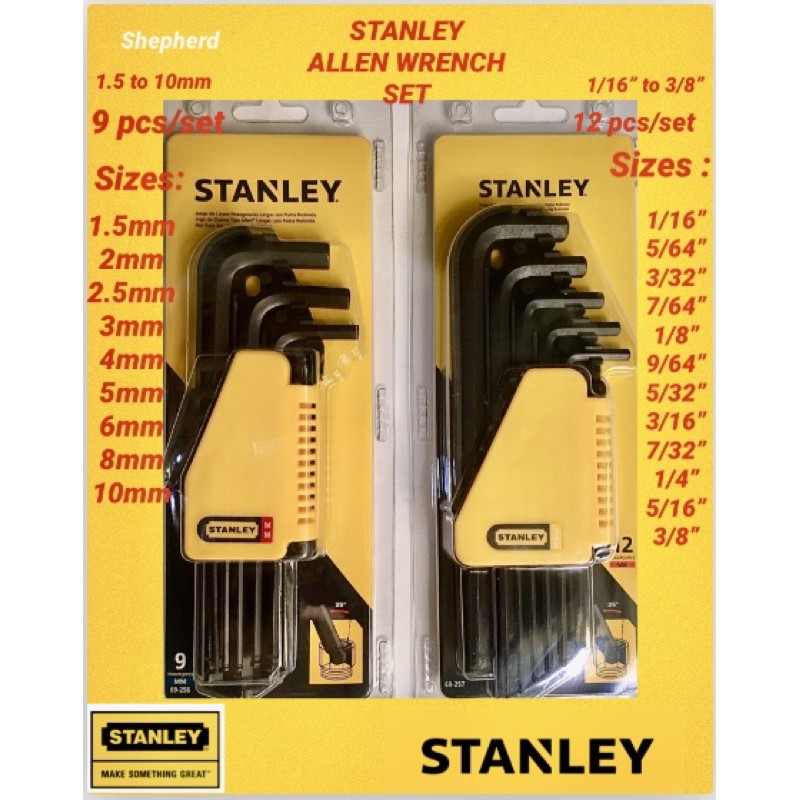 STANLEY Allen Wrench Set, Hex Key Set, Allen Key, Mm Or Inches (Long ...