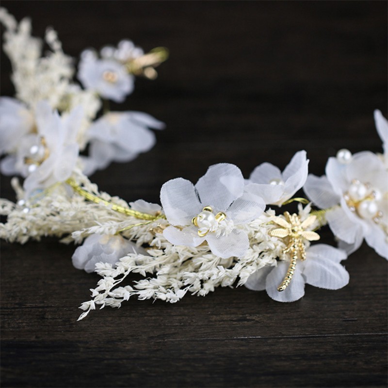 Xi Bride Headwear Bridal Headband Flower Dry Grass Fresh Wedding