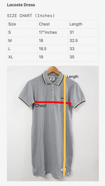 lacoste polo women's size chart