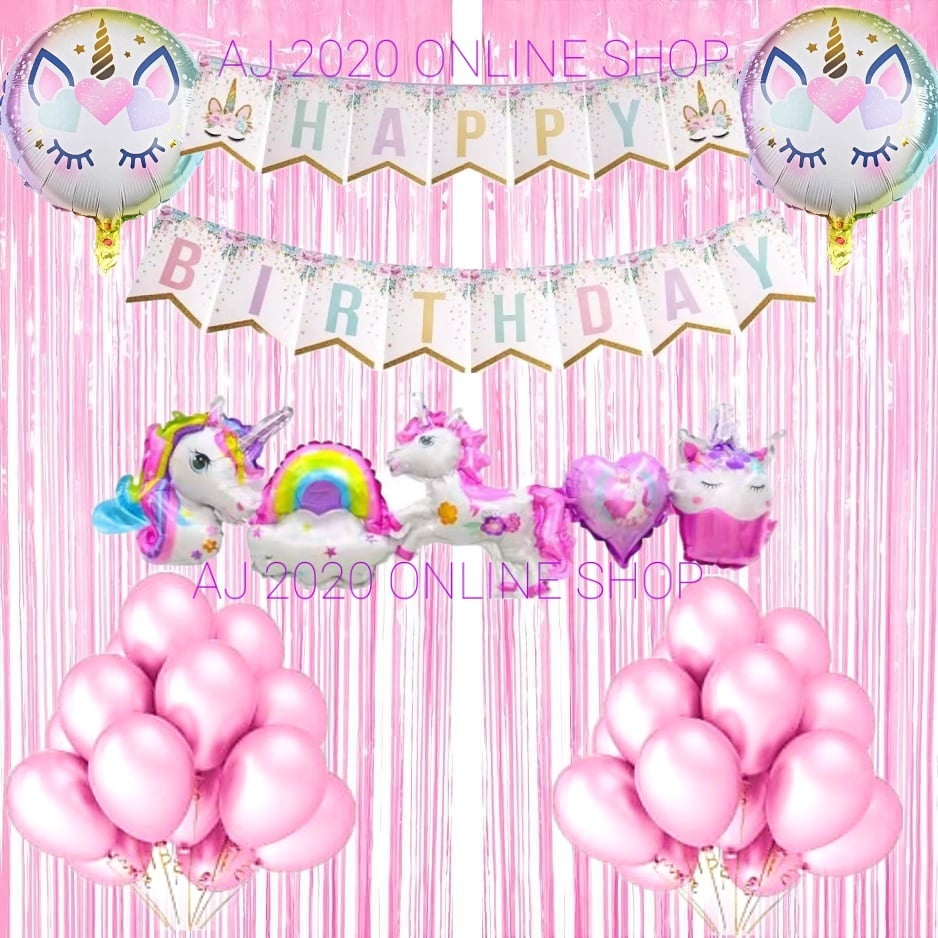 Birthday Set 10158 Unicorn Theme Party Decoration Shopee Philippines