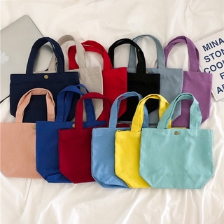 Korean Ins Basic Canvas Mini Cute Handbag Eco-friendly Cloth Bag Cosmetic Bag Portable Lunch Bag Z01