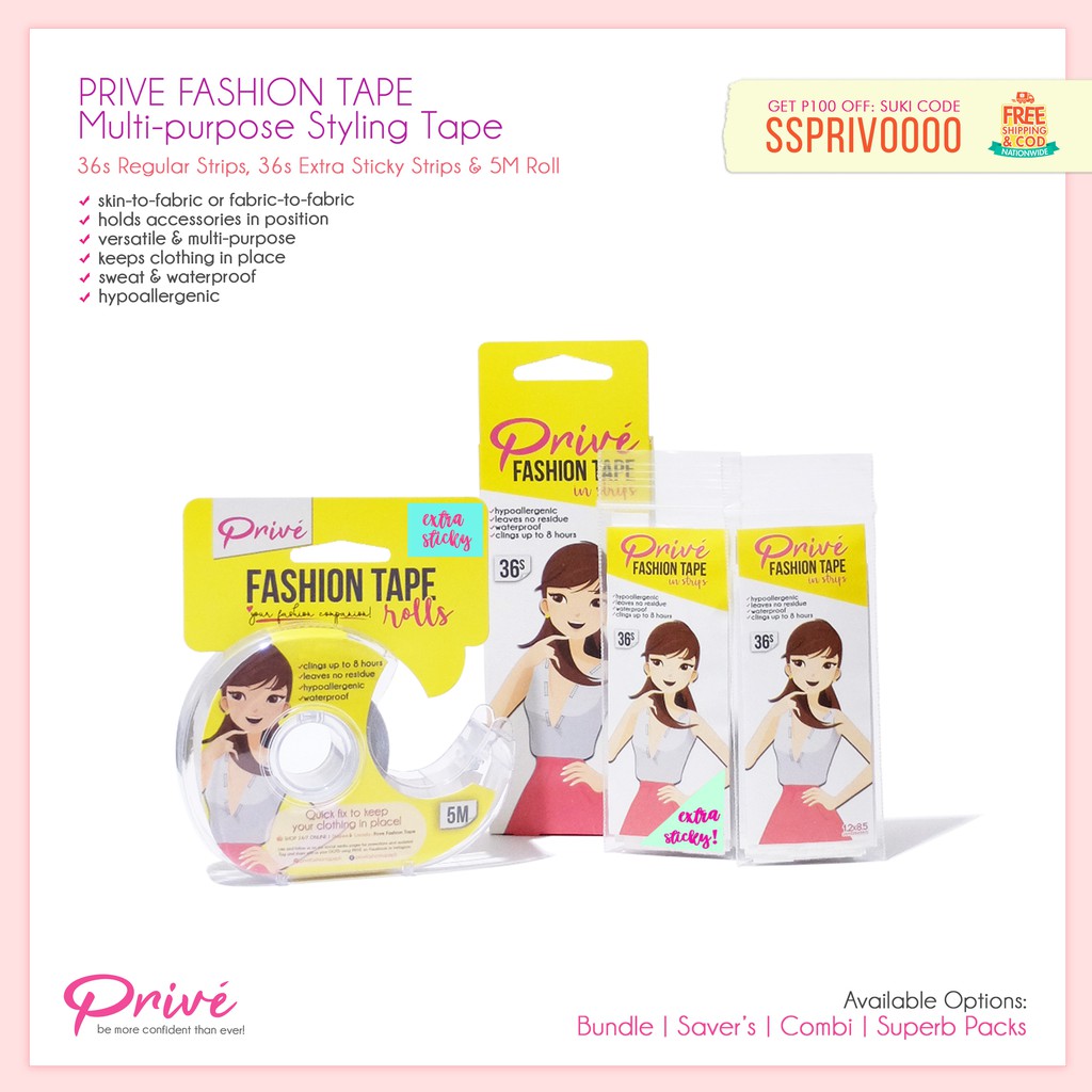 PRIVE Fashion Tape (Skin to Fabric Fabric to Skin Tape) Dress Tape