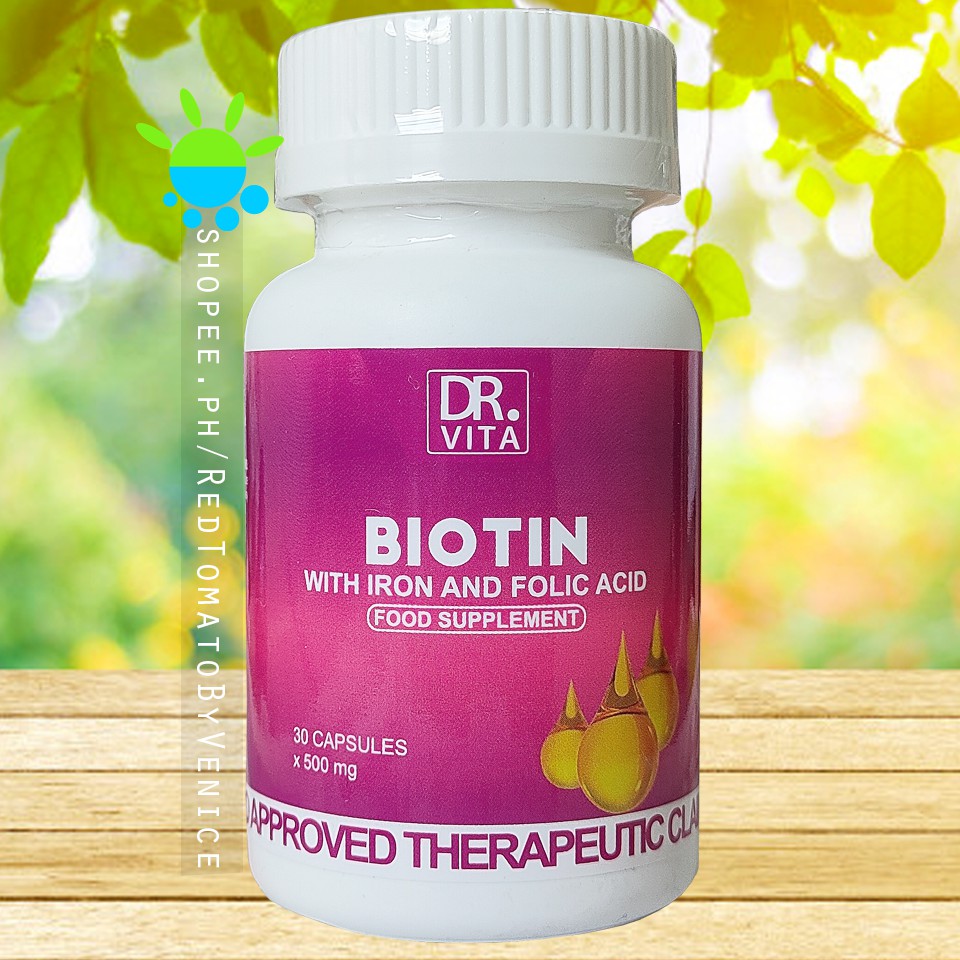 Dr Vita BIOTIN with IRON and FOLIC ACID 30 Capsule x 500mg Vitamin for ...