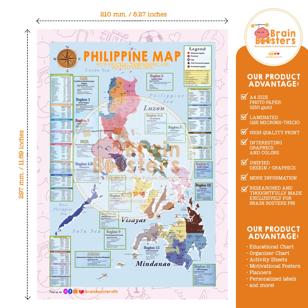 Philippine Map Laminated Educational Chart Shopee Philippines | Porn ...