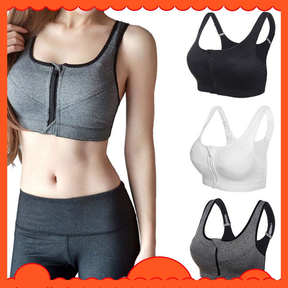 zip front padded sports bra