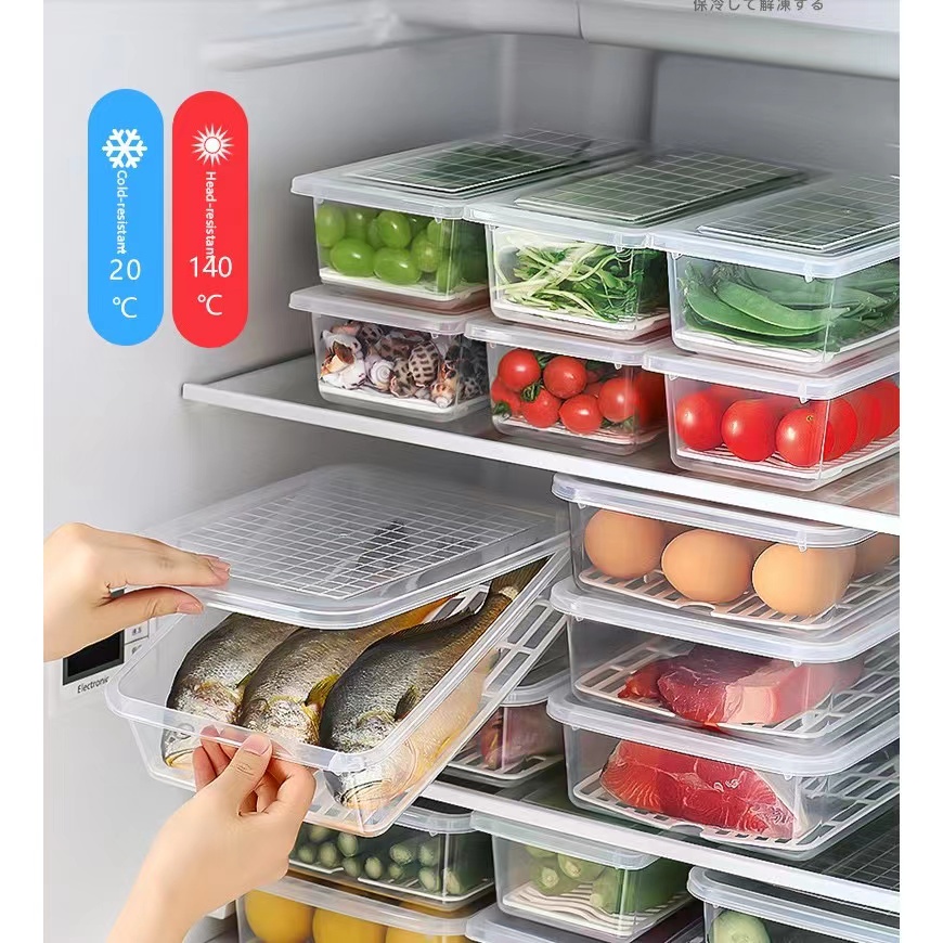 Refrigerator Keep fresh Fruits vegetables meat fish drain storage boxes ...