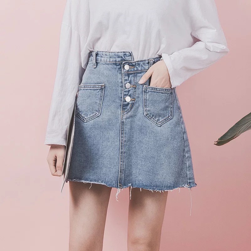 High Waist Trendy Denim Skirt Korean Fashion Mini Maong Skirt *0715