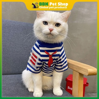 striped cat clothes   Summer New Cute Blue Cat T-Shirt   Small dogs can be worn in spring, summer and autumn   cute pet thin t-shirt