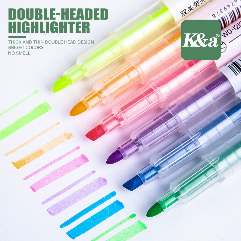 K&A DoubleHead Highlighter Pen Student Marker Stationery 1pc. Shopee