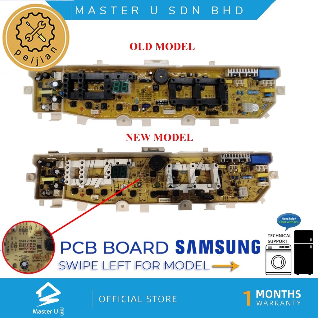 Samsung Washing Machine Pcb Board Model Wa70h4000sg Wa85f5s3 