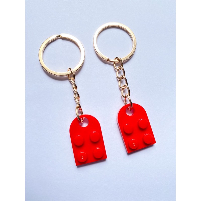 red lego heart keychain