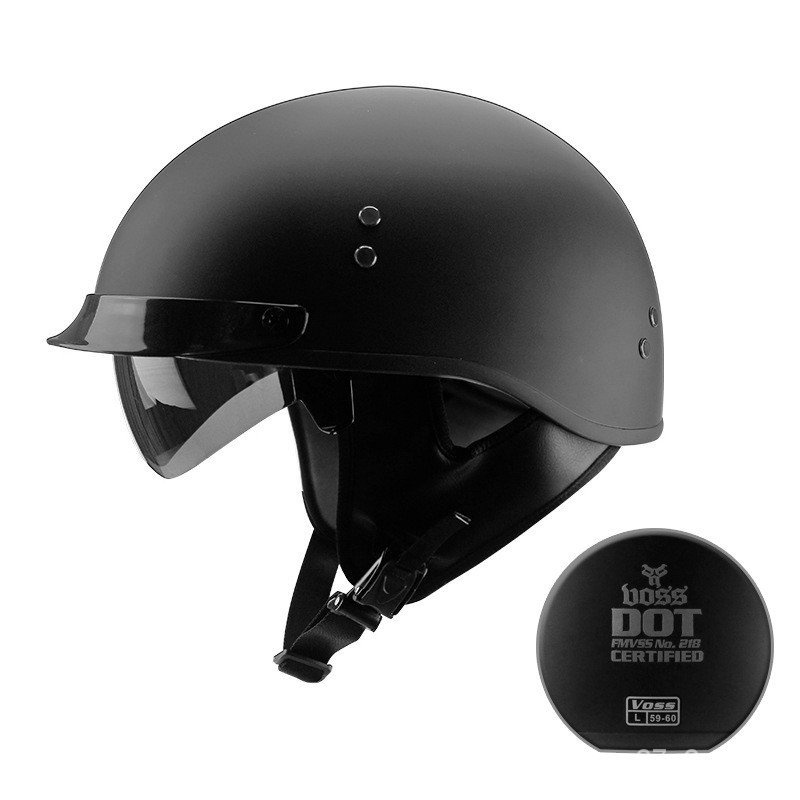 Black Vintage Motorcycle Helmet Open Face Helmet Dot Approved Half