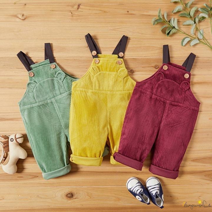 Baby Boy Girl Corduroy Overalls Solid Suspender Bib Pants Trousers One Piece Strap Jumpsuit Fall Winter Outfit 