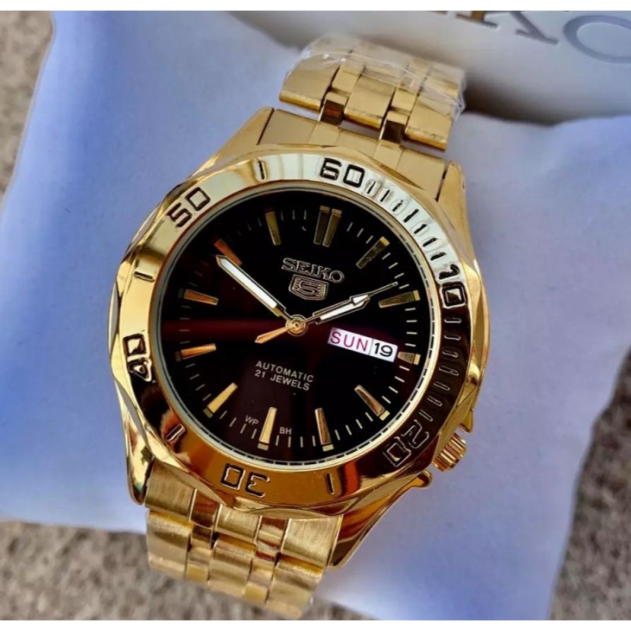 free box Seiko 5 for men OEM automatic hand Japan movement gold watches |  Shopee Philippines