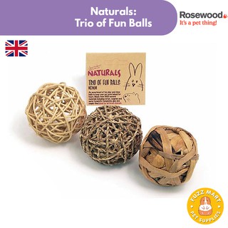 Rosewood Naturals Trio of Fun Balls Chew Toy for Rabbit and Guinea Pig