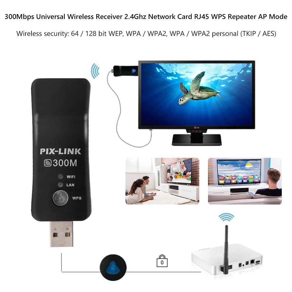 USB WiFi Dongle Adapter 300Mbps Universal Wireless Receiver RJ45 WPS for Samsung LG Sony Smart TV | Shopee Philippines