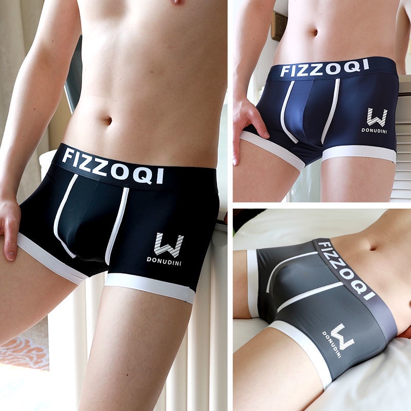 3pcs Ice Silk Seamless Boxer Underwear Men Fashion Plus Size Panties Man Boxershorts Underpants 3226