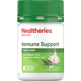 Healtheries Immune Support with Vit C, D, Zinc, Olive Leaf | 60 Capsules
