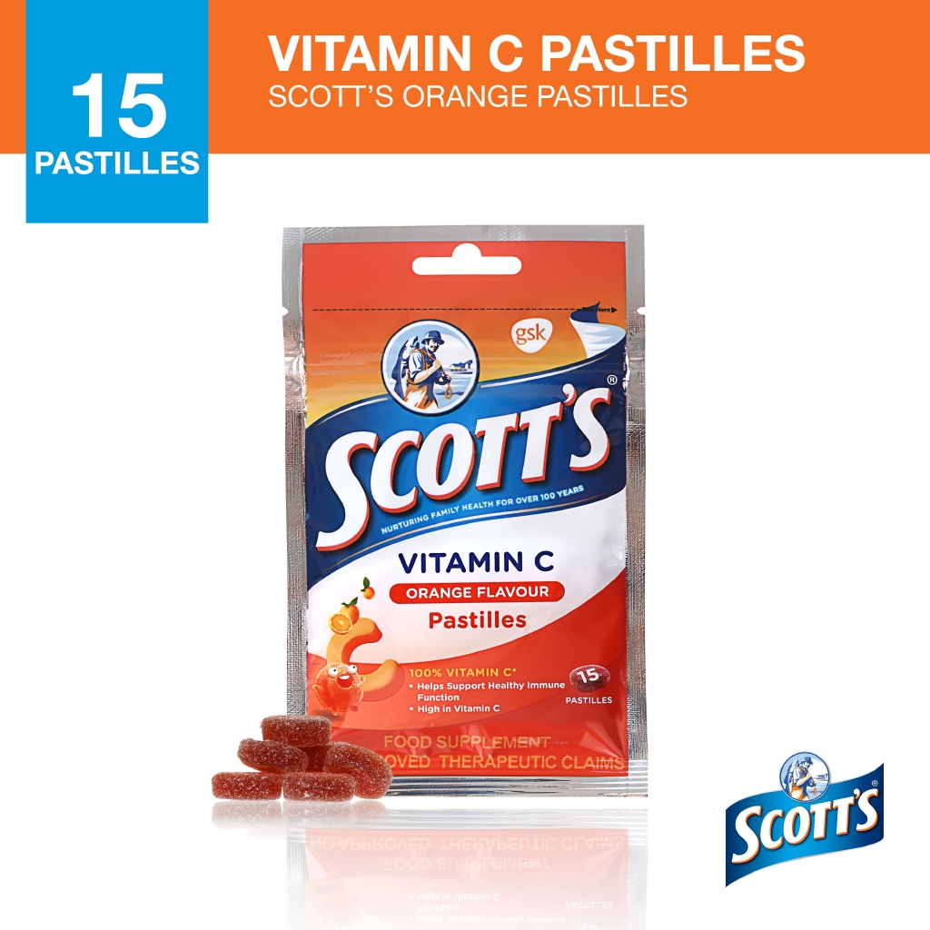 Scott's Vitamin C Pastilles Orange Vitamins for Kids 15s ...