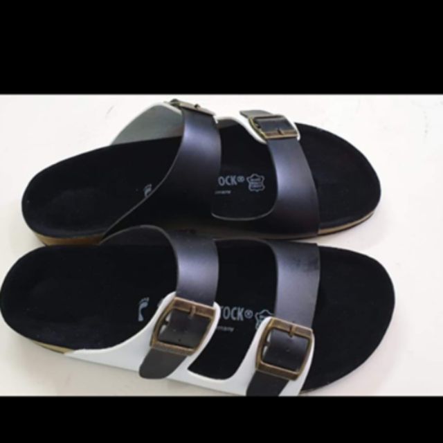 black and white birkenstock sandals