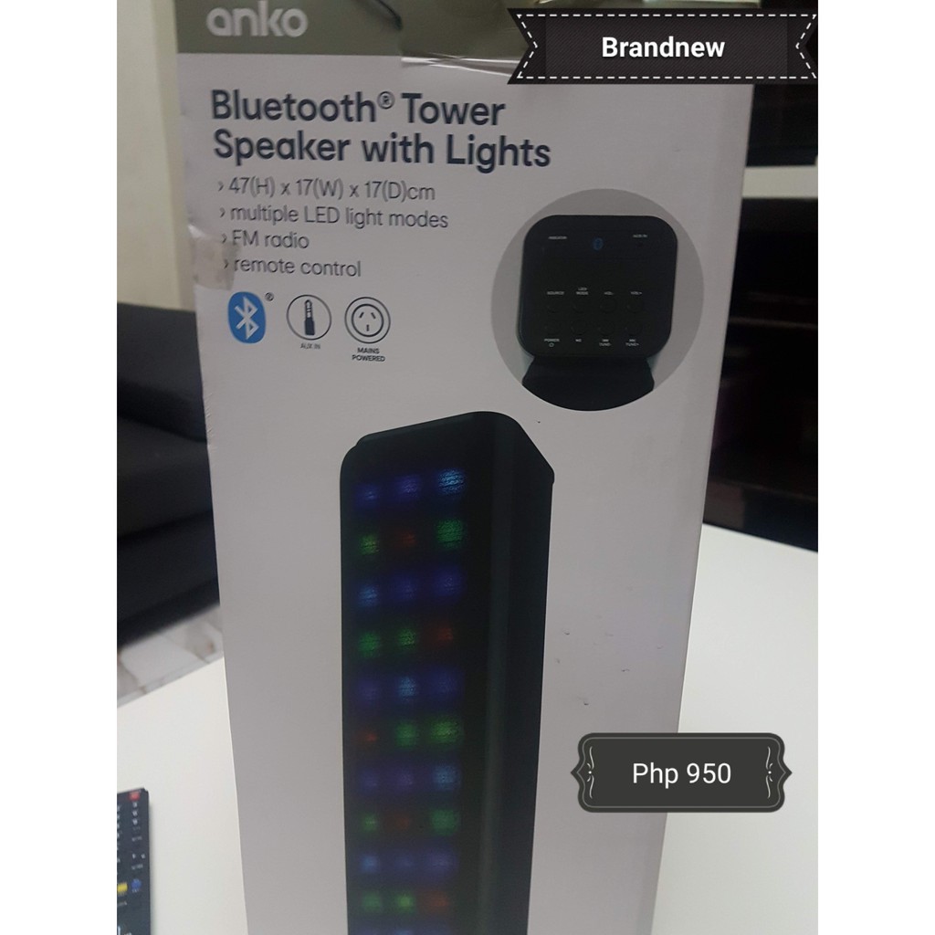 anko bluetooth tower speaker with lights