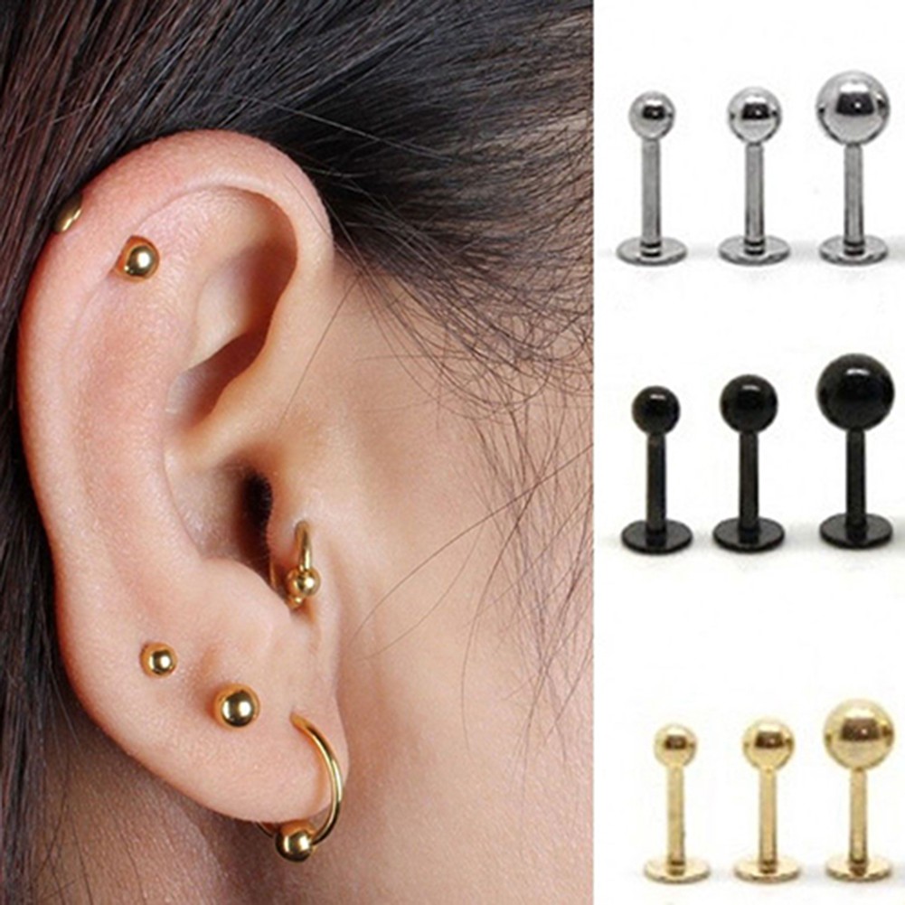 【LK】Women Punk Steel Barbell Ear Cartilage Helix Tragus Stud Earring