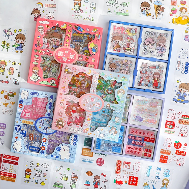 100PCS/Box Cute Diary Sticker Scrapbook Design Stationery Kawaii ...