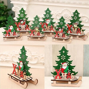 Christmas Tree Santa EIk Wooden Sled Snowman Ornaments for Festival Décoration 