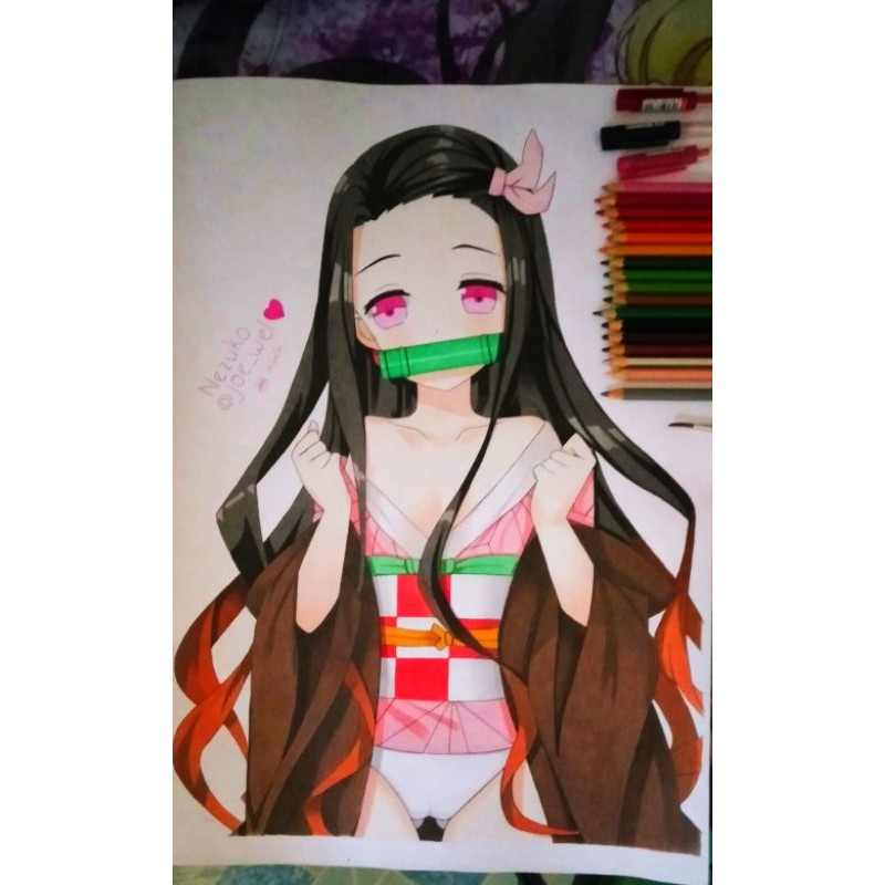 Anime Poster Drawing Nezuko Kamado Demon Slayer Shopee Philippines
