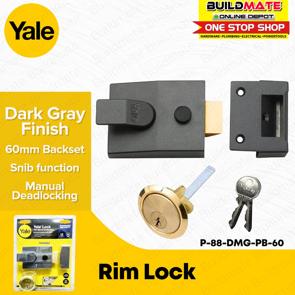YALE Rim Lock w/ Manual Deadlocking P88DMGPB60 •BUILDMATE• Shopee Philippines