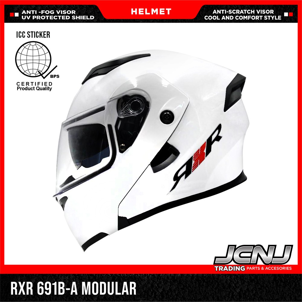 JCNJ Motorcycle Helmet RXR 691B-A Modular Dual Visors Clear Lens ...