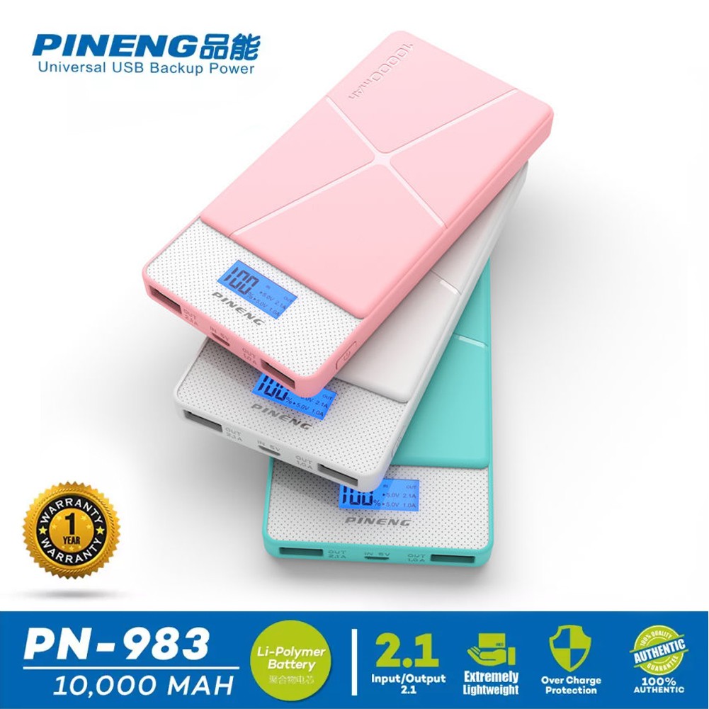 Pineng Pn 983 10 000 Mah Lithium Polymer Power Bank Shopee