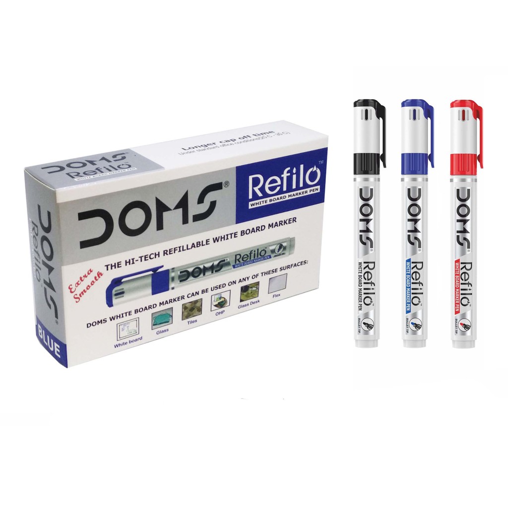 DOMS Refilo White Board Marker Black, Blue and Red Ink Shopee Philippines