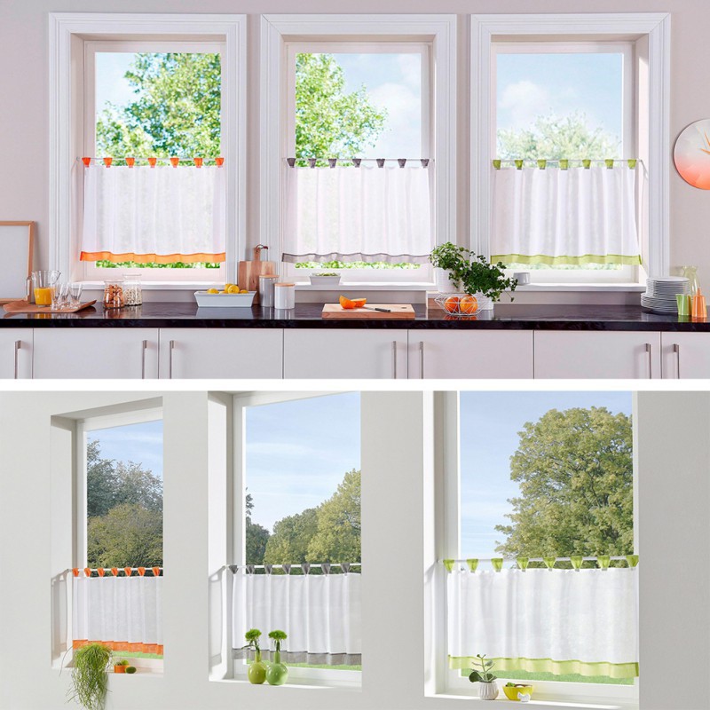 Embroidery Window Curtains Kitchen Coffee Bar Short Curtains