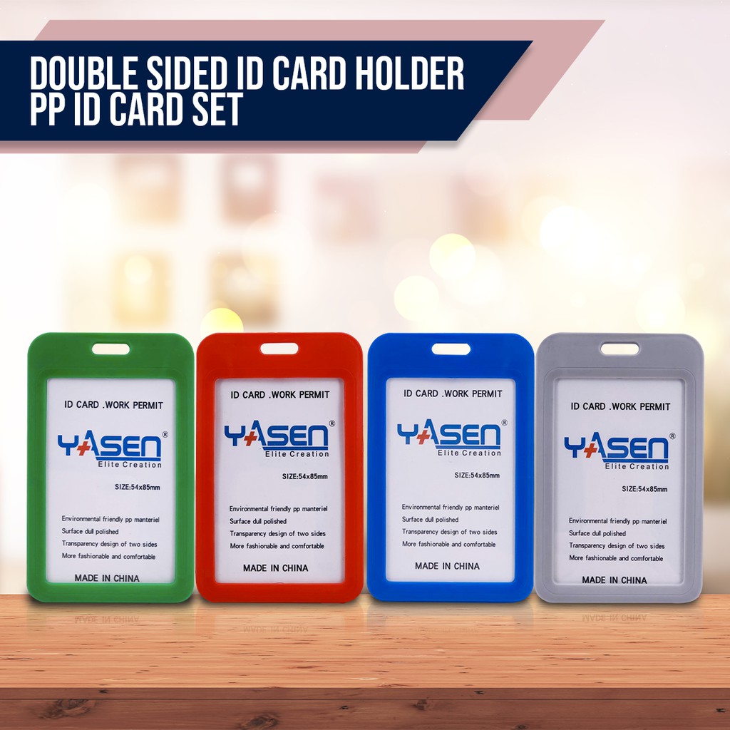 Double Sided ID Card Holder PP ID Card Set C104V (8.6 x 5.4cm) Shopee Philippines