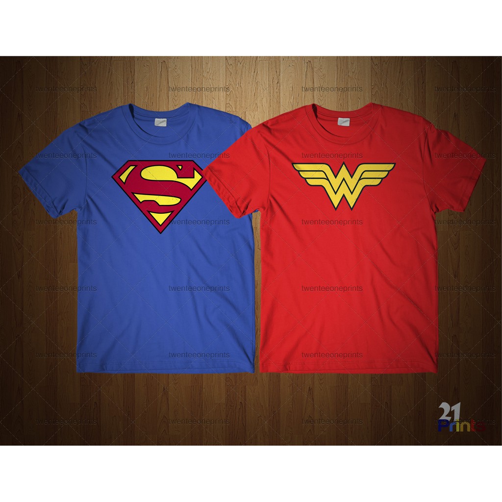 superman and wonder woman couple shirts