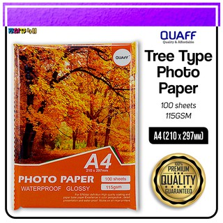 QUAFF 115gsm Glossy Photo Paper A4 Size No Back Print Inkjet Paper (100sheets/pack)