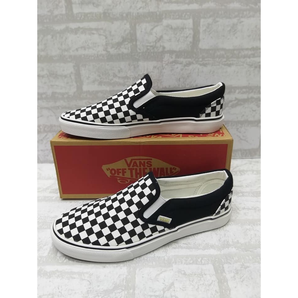 vans womens checkered slip ons