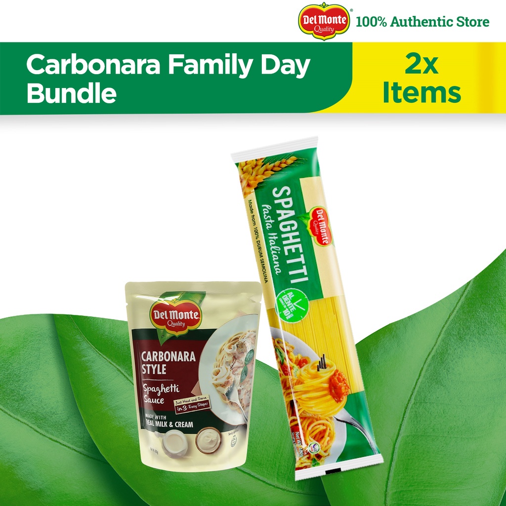 DEL MONTE Carbonara Family Day Bundle x 2 Items (Carbonara Sauce + Spaghetti Pasta Italiana