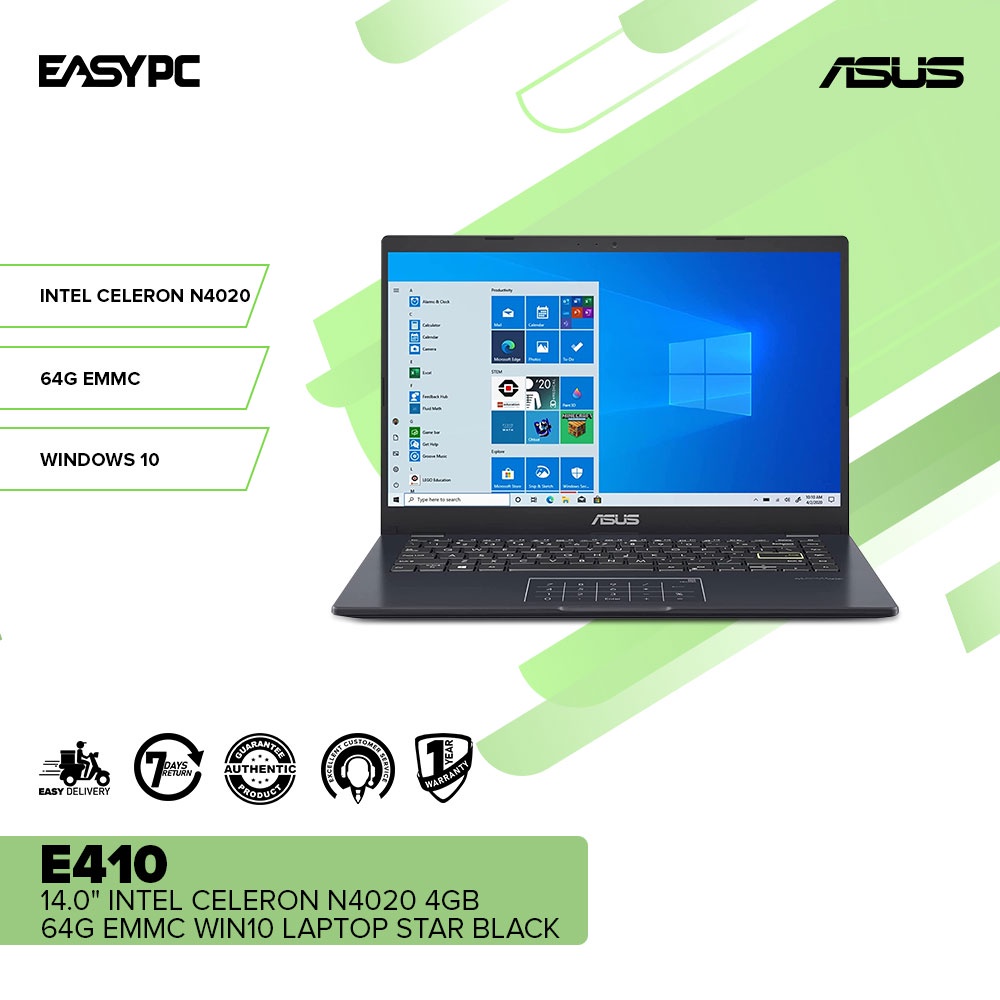 Easypc Asus E410 140 Intel Celeron N40204gb64g Emmcwin10 Laptop Star Black Ps Shopee