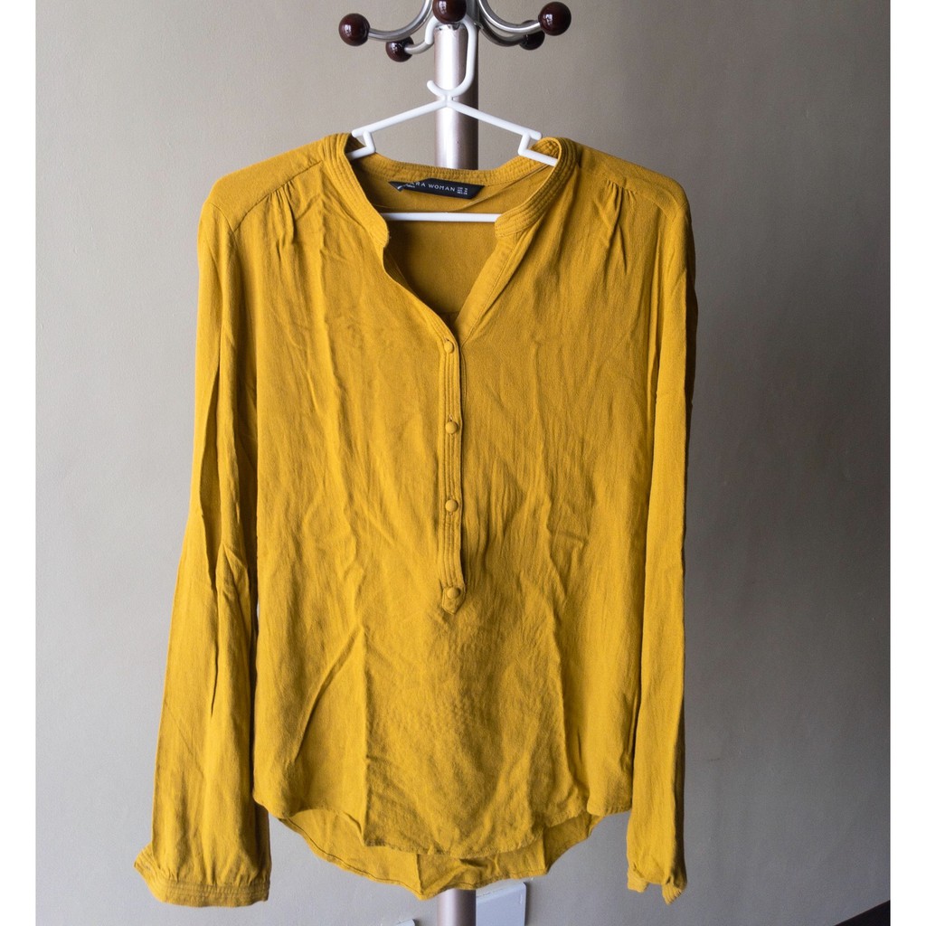 yellow blouse zara