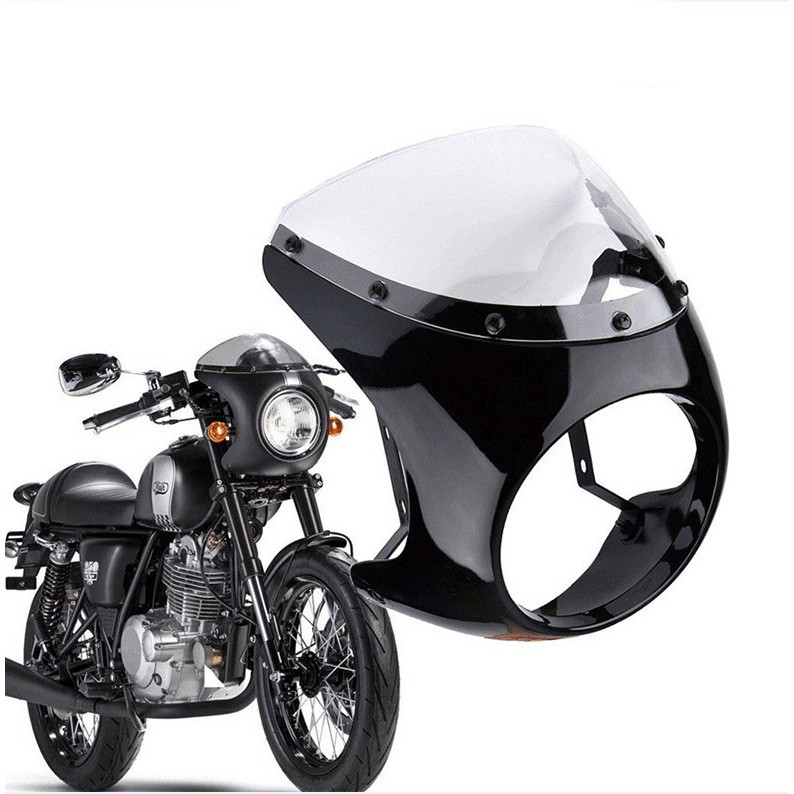 Fit for 7" Motorcycle Front Headlight Fairing Screen Retro ...