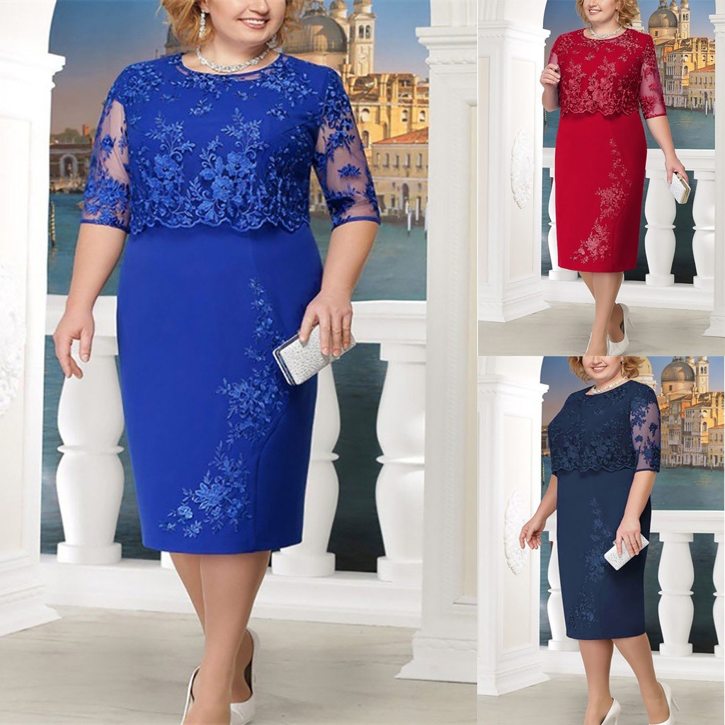 plus size lace party dress