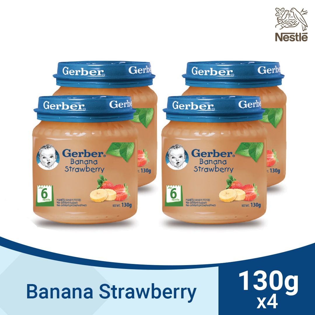 GERBER Banana Strawberry Baby Food 130g Pack of 4