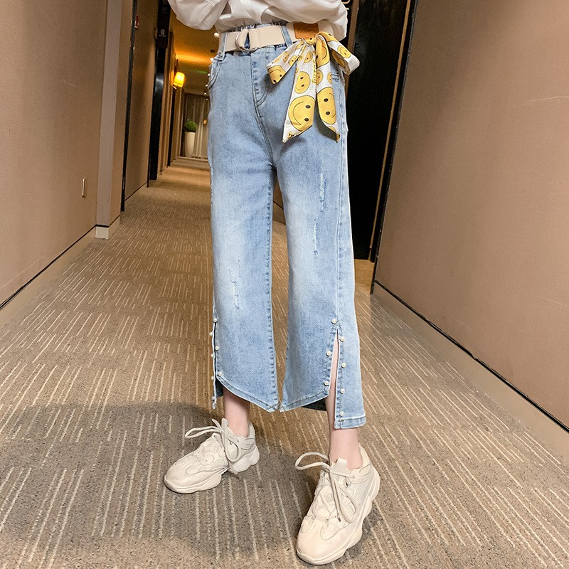 girls jeans with pearls