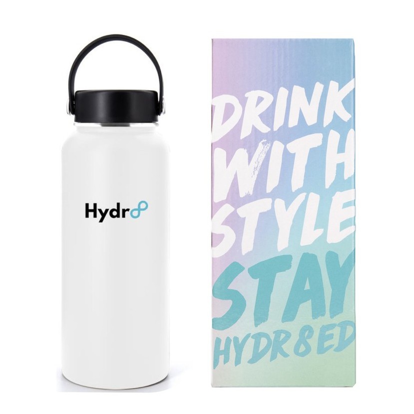 Hydr8 32 oz.946ml (White) Wide Mouth Insulated Stainless Steel Water ...