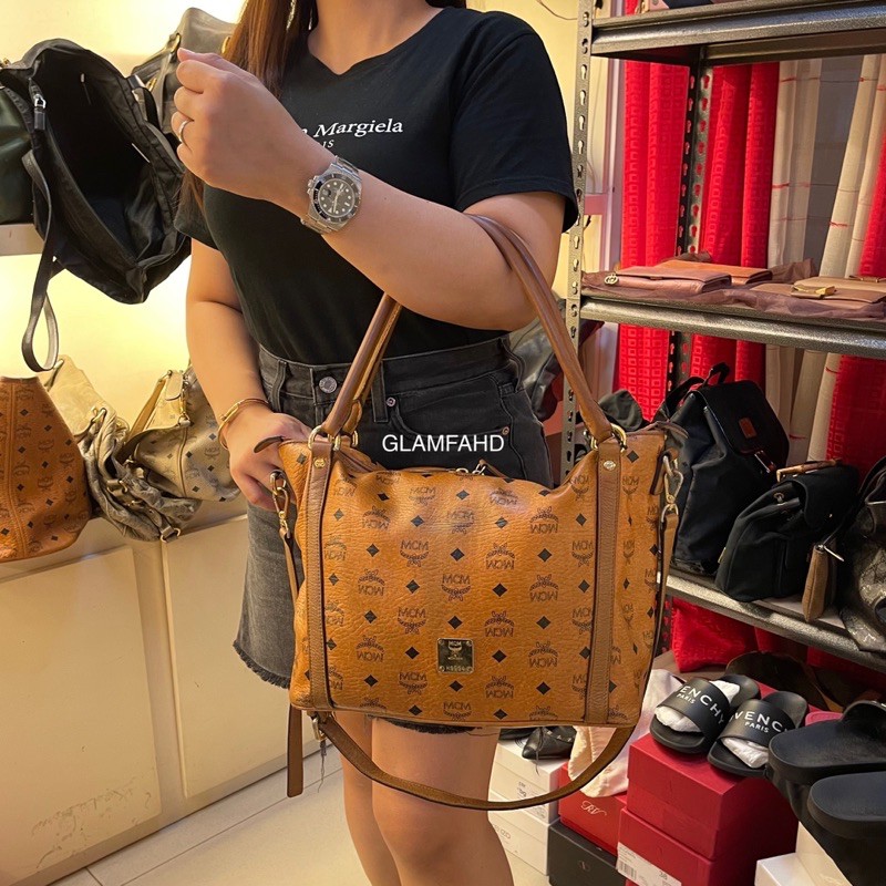 Pre Owned Authentic Mcm Cognac 2 Way Bag | Shopee Philippines